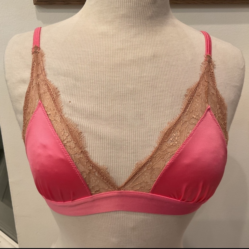 Pink Lace-Trim Bralette - Women's Intimates